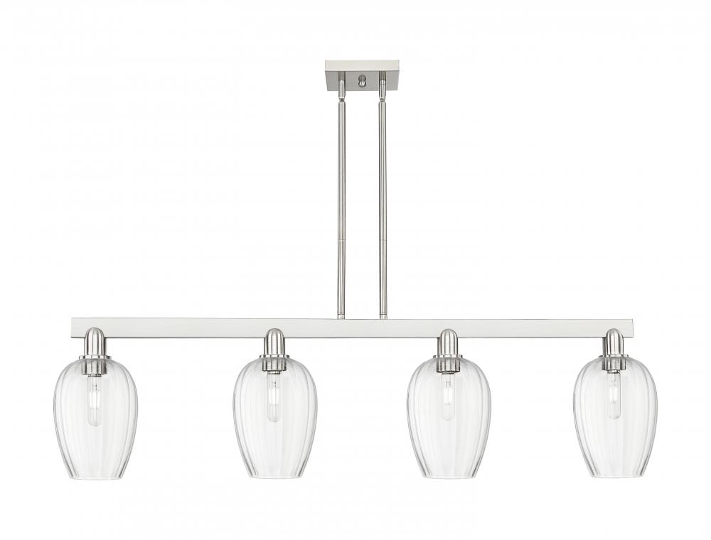 Preston Flute - 4 Light - 48 inch - Brushed Satin Nickel - Cord hung - Island Light