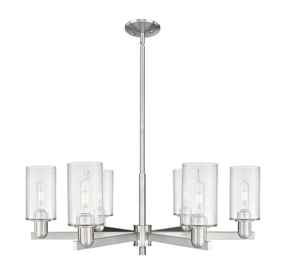 Clymer - 6 Light - 34 inch - Satin Nickel - Stem hung - Chandelier