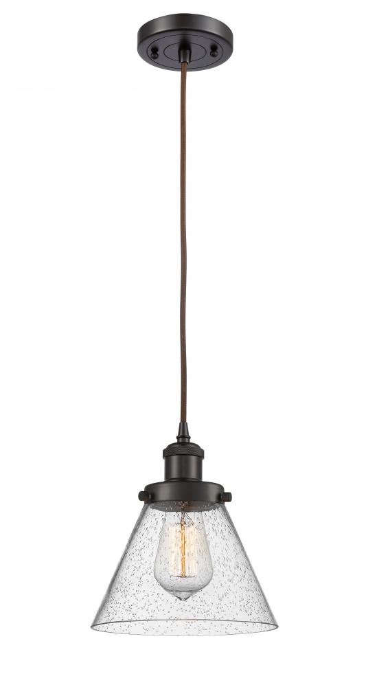 Cone - 1 Light - 8 inch - Oil Rubbed Bronze - Cord hung - Mini Pendant