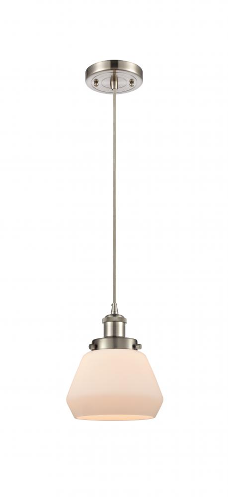 Fulton - 1 Light - 6 inch - Brushed Satin Nickel - Cord hung - Mini Pendant