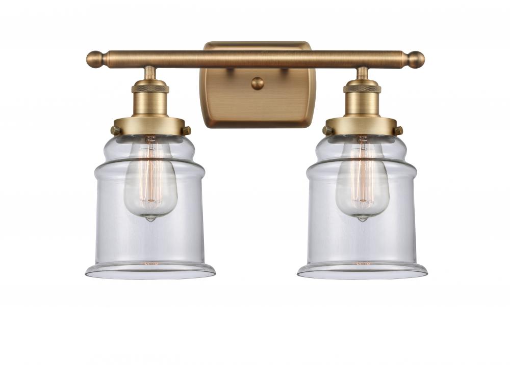 Canton - 2 Light - 16 inch - Brushed Brass - Bath Vanity Light