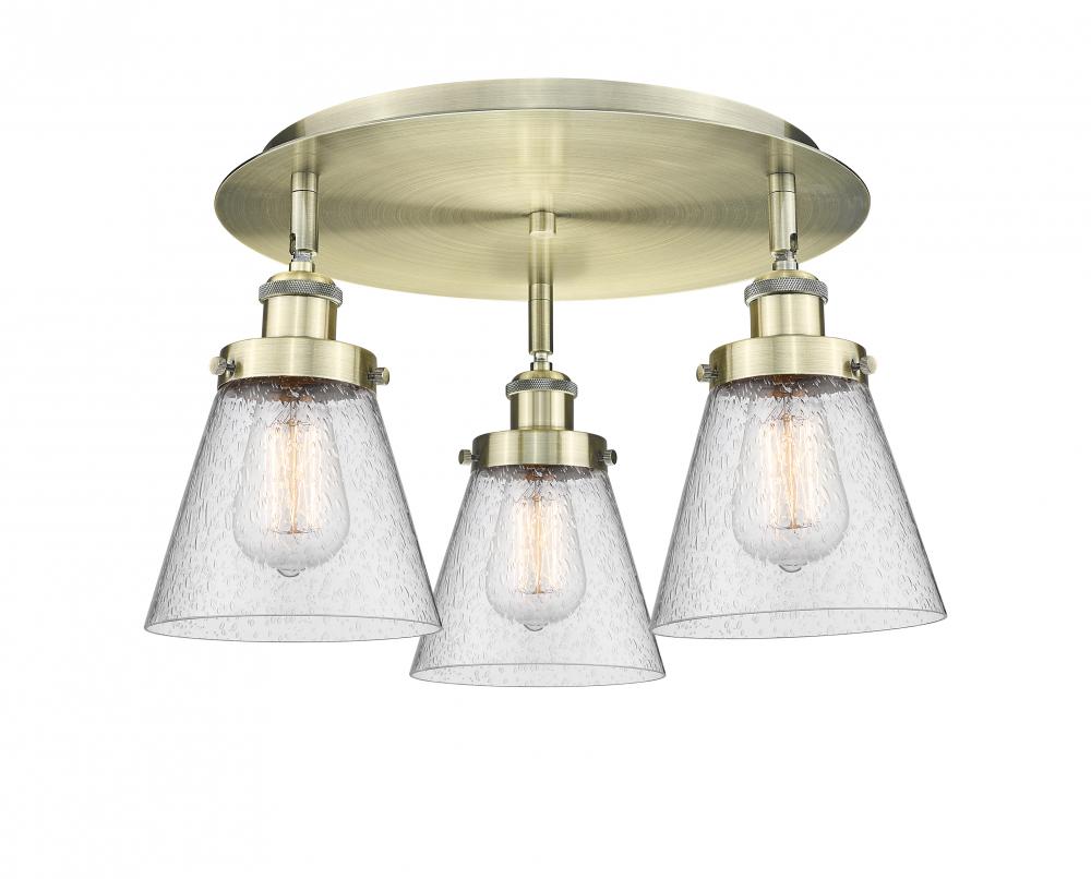 Cone - 3 Light - 18 inch - Antique Brass - Flush Mount