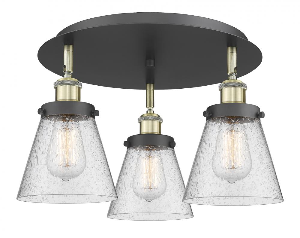 Cone - 3 Light - 18 inch - Black Antique Brass - Flush Mount