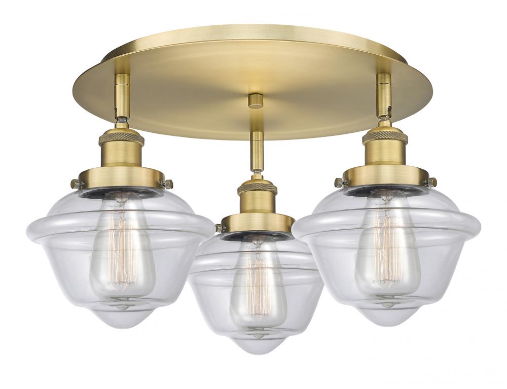 Oxford - 3 Light - 19 inch - Brushed Brass - Flush Mount