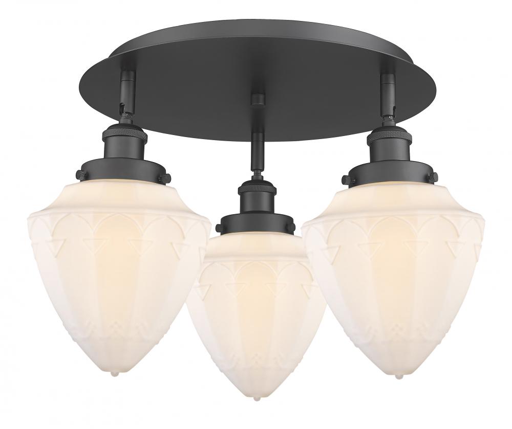 Bullet - 3 Light - 18 inch - Matte Black - Flush Mount