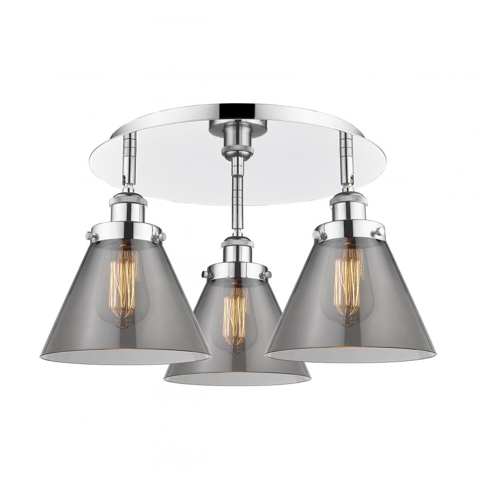 Cone - 3 Light - 20 inch - Polished Chrome - Flush Mount