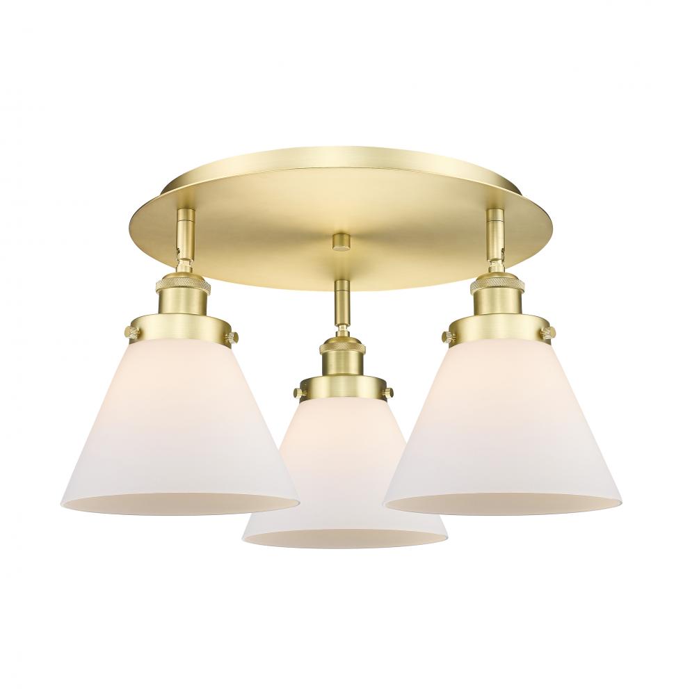 Cone - 3 Light - 20 inch - Satin Gold - Flush Mount