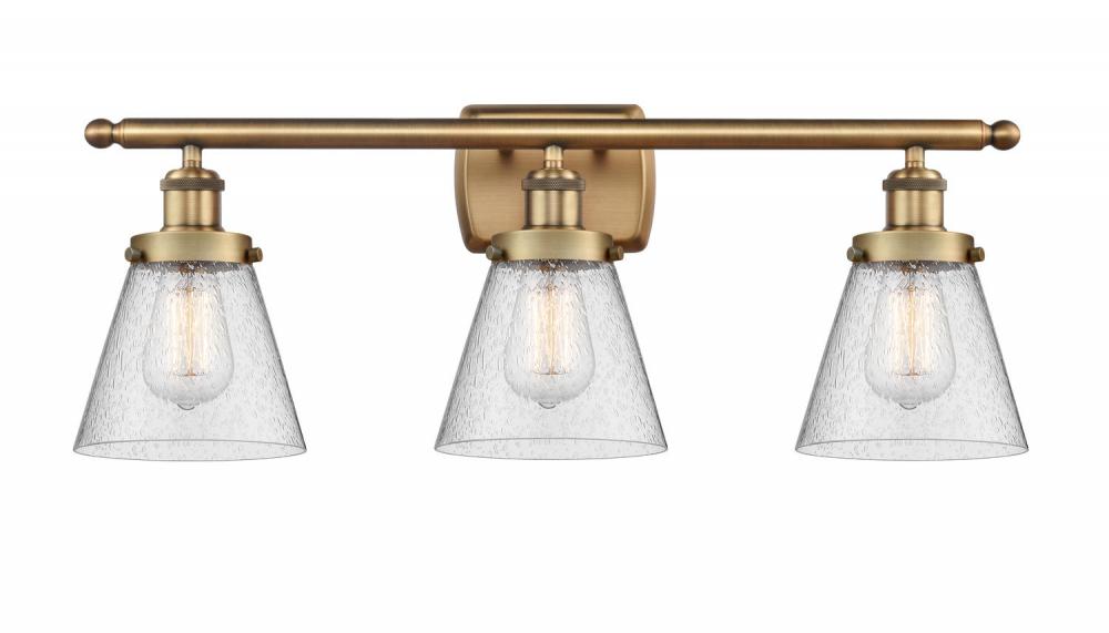 Cone - 3 Light - 26 inch - Brushed Brass - Bath Vanity Light