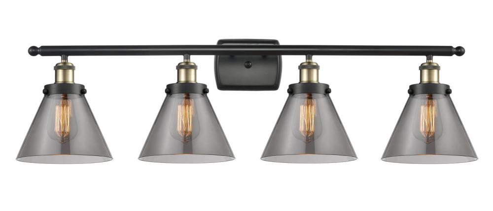 Cone - 4 Light - 38 inch - Black Antique Brass - Bath Vanity Light