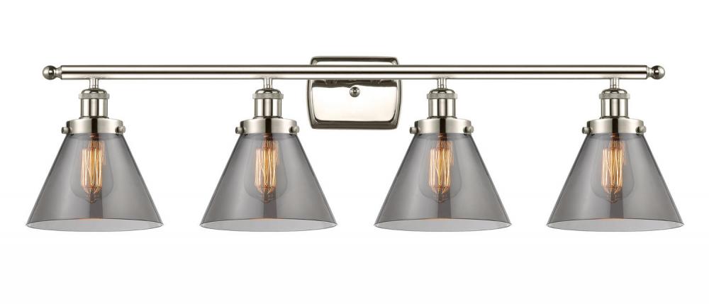 Cone - 4 Light - 38 inch - Polished Nickel - Bath Vanity Light