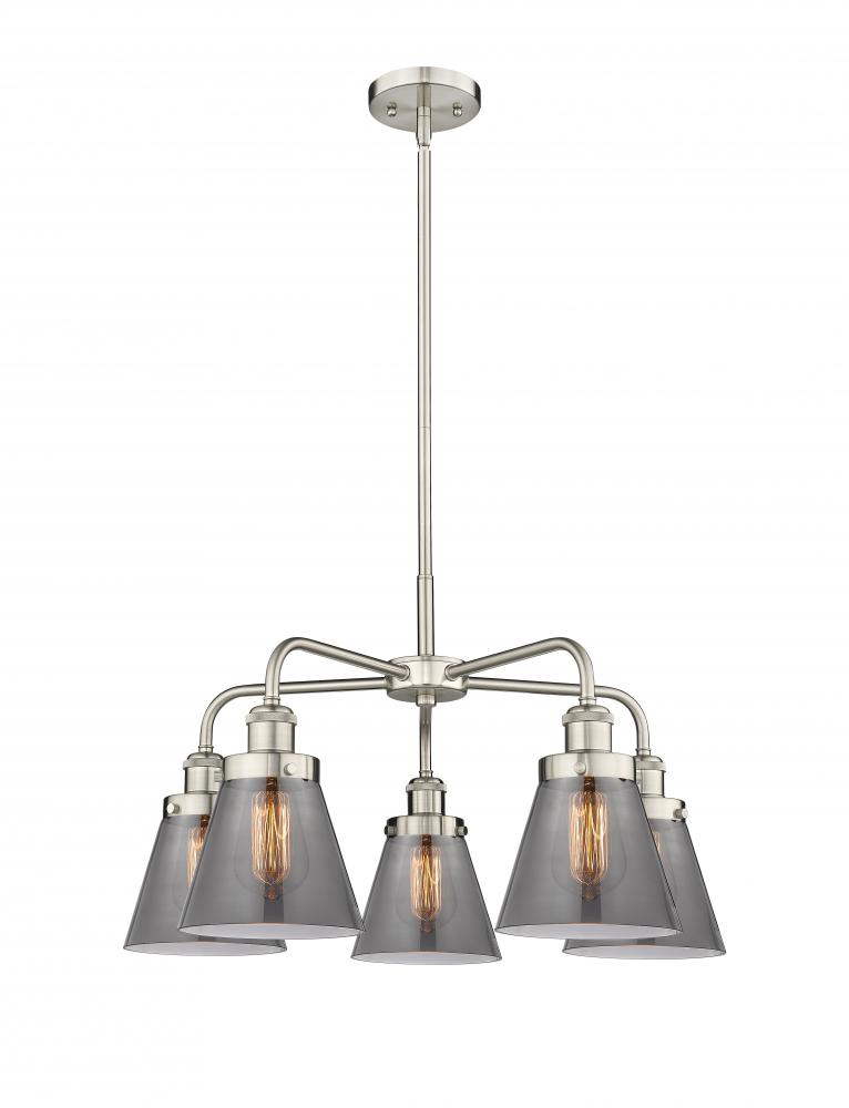 Cone - 5 Light - 25 inch - Satin Nickel - Chandelier