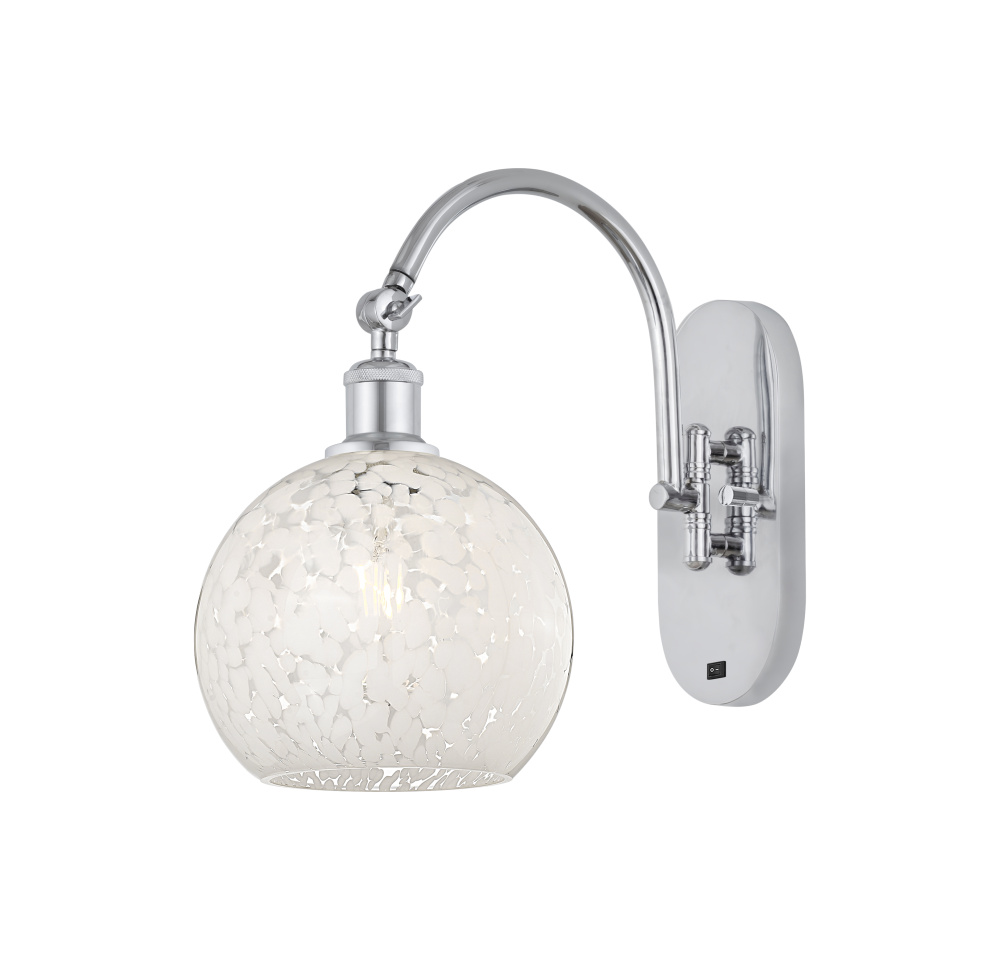 White Mouchette - 1 Light - 8 inch - Polished Chrome - Sconce