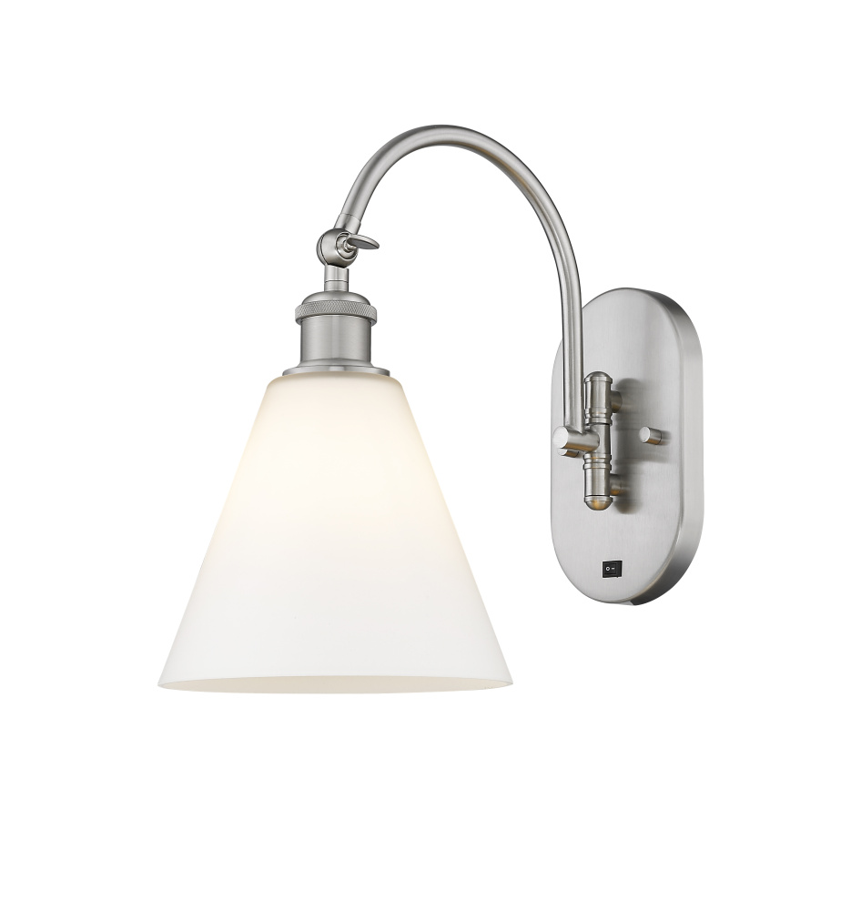 Berkshire Glass - 1 Light - 8 inch - Brushed Satin Nickel - Sconce