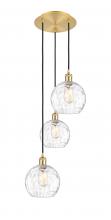 Innovations Lighting 113B-3P-SG-G1215-8 - Athens Water Glass - 3 Light - 15 inch - Satin Gold - Cord hung - Multi Pendant