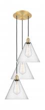 Innovations Lighting 113B-3P-SG-GBC-124 - Berkshire - 3 Light - 19 inch - Satin Gold - Cord Hung - Multi Pendant