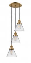 Innovations Lighting 113F-3P-BB-G42 - Cone - 3 Light - 14 inch - Brushed Brass - Cord hung - Multi Pendant