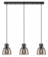 Innovations Lighting 123-410-1PS-BK-G412-8SM - Newton Bell - 3 Light - 40 inch - Matte Black - Linear Pendant