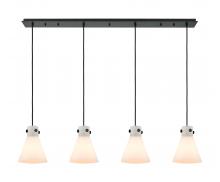 Innovations Lighting 124-410-1PS-BK-G411-8WH - Newton Cone - 4 Light - 52 inch - Matte Black - Linear Pendant