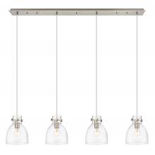 Innovations Lighting 124-410-1PS-SN-G412-8CL - Newton Bell - 4 Light - 52 inch - Brushed Satin Nickel - Linear Pendant