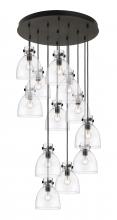 Innovations Lighting 126-410-1PS-BK-G412-8CL - Newton Bell - 12 Light - 27 inch - Matte Black - Multi Pendant