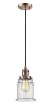 Innovations Lighting 201C-AC-G184 - Canton - 1 Light - 6 inch - Antique Copper - Cord hung - Mini Pendant