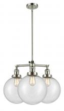 Innovations Lighting 207-PN-G204-10-LED - Beacon - 3 Light - 24 inch - Polished Nickel - Stem Hung - Chandelier