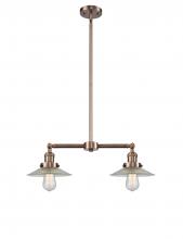 Innovations Lighting 209-AC-G2-LED - Halophane - 2 Light - 21 inch - Antique Copper - Stem Hung - Island Light