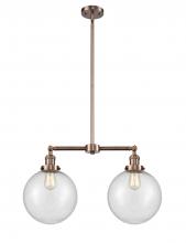 Innovations Lighting 209-AC-G204-10 - Beacon - 2 Light - 25 inch - Antique Copper - Stem Hung - Adjustable Island Light