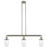 Innovations Lighting 213-SN-G312 - Dover - 3 Light - 37 inch - Brushed Satin Nickel - Stem Hung - Island Light