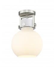 Innovations Lighting 411-1F-SN-G410-8WH - Newton Sphere - 1 Light - 8 inch - Satin Nickel - Flush Mount