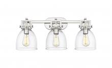 Innovations Lighting 411-3W-PN-G412-7CL - Newton Bell - 3 Light - 27 inch - Polished Nickel - Bath Vanity Light