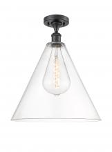 Innovations Lighting 516-1C-BK-GBC-162 - Berkshire - 1 Light - 16 inch - Matte Black - Semi-Flush Mount