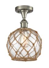 Innovations Lighting 516-1C-SN-G122-8RB - Farmhouse Rope - 1 Light - 8 inch - Brushed Satin Nickel - Semi-Flush Mount