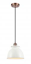 Innovations Lighting 516-1P-AC-M14-W - Adirondack - 1 Light - 8 inch - Antique Copper - Cord hung - Mini Pendant