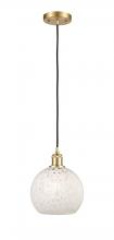 Innovations Lighting 516-1P-SG-G1216-8WM - White Mouchette - 1 Light - 8 inch - Satin Gold - Cord Hung - Mini Pendant