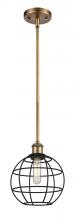 Innovations Lighting 516-1S-BB-CE-8-BK - Lake Placid - 1 Light - 8 inch - Brushed Brass - Multi Pendant