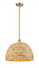 Innovations Lighting 516-1S-SG-RBD-16-NAT - Woven Rattan - 1 Light - 16 inch - Satin Gold - Mini Pendant