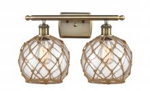 Innovations Lighting 516-2W-AB-G122-8RB - Farmhouse Rope - 2 Light - 18 inch - Antique Brass - Bath Vanity Light