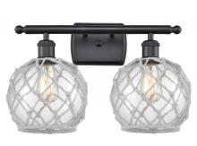 Innovations Lighting 516-2W-BK-G122-8RW - Farmhouse Rope - 2 Light - 18 inch - Matte Black - Bath Vanity Light