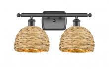 Innovations Lighting 516-2W-OB-RBD-8-NAT - Woven Rattan - 2 Light - 18 inch - Oil Rubbed Bronze - Bath Vanity Light