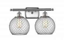 Innovations Lighting 516-2W-SN-G122-8CBK - Farmhouse Chicken Wire - 2 Light - 18 inch - Brushed Satin Nickel - Bath Vanity Light