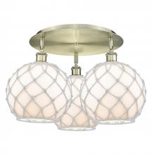 Innovations Lighting 516-3C-AB-G121-10RW - Farmhouse Rope - 3 Light - 22 inch - Antique Brass - Flush Mount