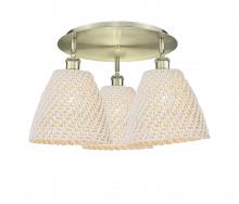 Innovations Lighting 516-3C-AB-NBD-9-NAT - Bristol Natural - 3 Light - 21 inch - Antique Brass - Flush Mount