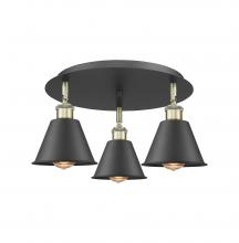 Innovations Lighting 516-3C-BAB-M8-BK - Ballston - 3 Light - 18 inch - Black Antique Brass - Flush Mount