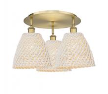 Innovations Lighting 516-3C-BB-NBD-9-NAT - Bristol Natural - 3 Light - 21 inch - Brushed Brass - Flush Mount