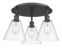 Innovations Lighting 516-3C-BK-GBC-82 - Berkshire - 3 Light - 20 inch - Matte Black - Flush Mount