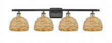 Innovations Lighting 516-4W-BAB-RBD-8-NAT - Woven Rattan - 4 Light - 38 inch - Black Antique Brass - Bath Vanity Light