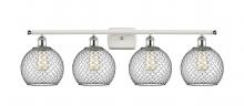 Innovations Lighting 516-4W-WPC-G122-8CBK - Farmhouse Chicken Wire - 4 Light - 38 inch - White Polished Chrome - Bath Vanity Light