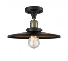 Innovations Lighting 517-1CH-BAB-MFR-BK-12 - Railroad - 1 Light - 12 inch - Black Antique Brass - Semi-Flush Mount