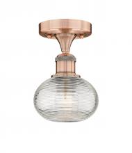 Innovations Lighting 616-1F-AC-G555-6CL - Ithaca - 1 Light - 6 inch - Antique Copper - Semi-Flush Mount